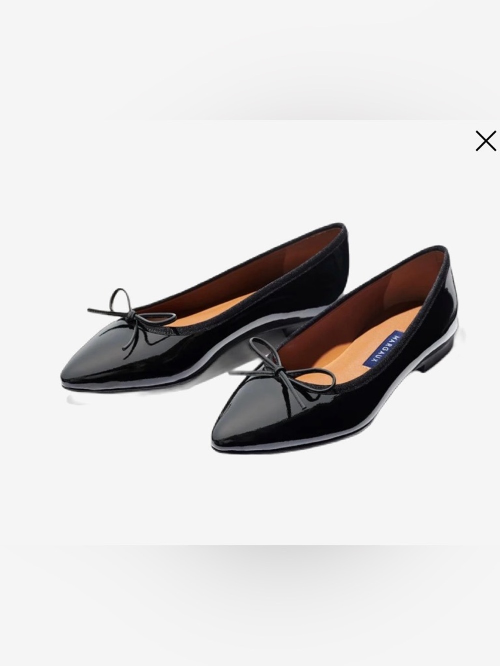 Margaux Black Patent Pointed-Toe Ballet Flats with Bow